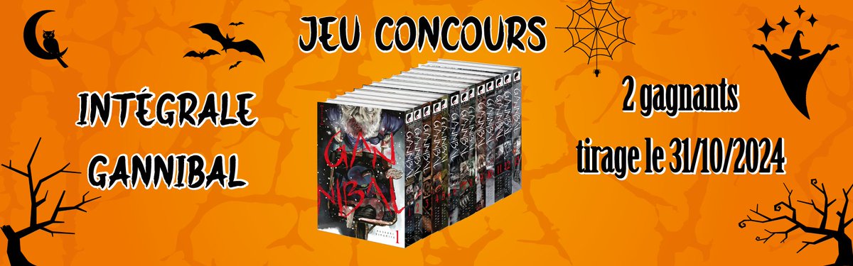 OtakuEsprit's tweet photo. [Concours] 🎁

Je vous propose aujourd'hui de gagner l'intégrale de Gannibal !

Pour cela :

- RT + Follow @OtakuEsprit &amp; @MeianFR 
- Like
- Dit qui tu inviterais au village de Kuge

2 gagnants seront tirés au sort le 31/10 😊 https://t.co/uxqS5CknAz