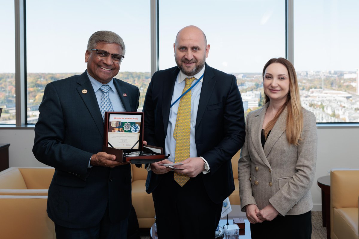 NSFDirector's tweet photo. .@NSF is committed to unlocking new perspectives and innovative ideas to drive growth and research competitiveness. It was a pleasure meeting w/ delegates from Armenia to discuss possibilities for US-Armenia collaborations, including establishing a US-Armenia Science Foundation. https://t.co/4TOgxPCdRn