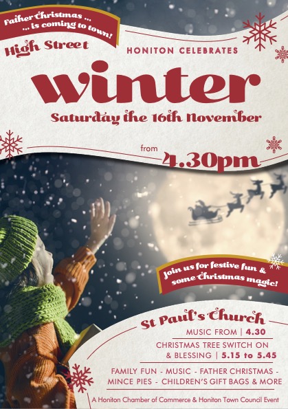 Santa Clause Is Coming To Town
At The Honiton Town Christmas Tree Switch On