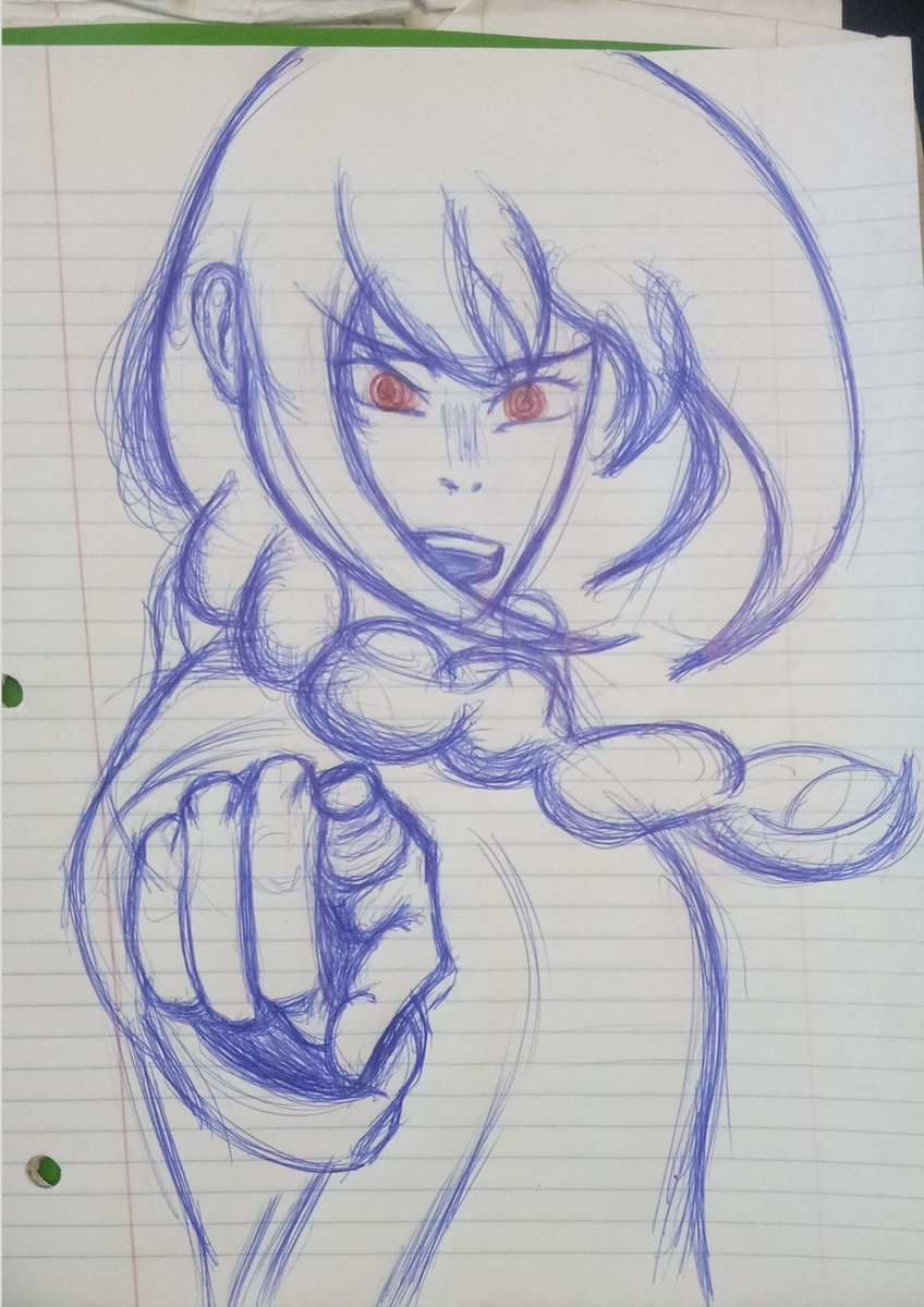 hiilad1's tweet photo. Day 24 of #chainsawtober, with Nayuta pointing at a certain thief. Did this one traditionally for a change https://t.co/Z7OYMmVDxq