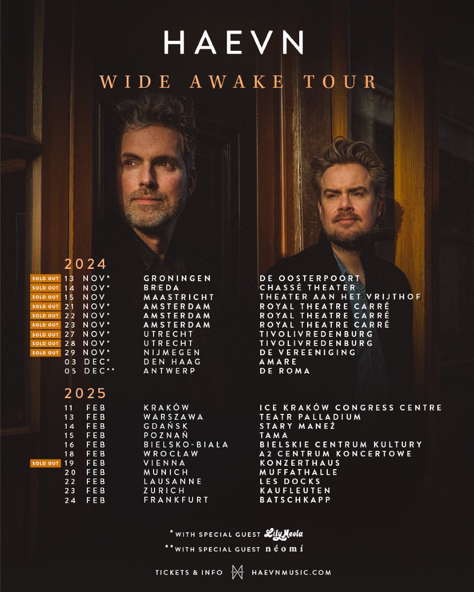HAEVNMUSIC's tweet photo. We’re absolutely thrilled to announce that @lilymeolamusic will be joining us on tour in the Netherlands.

There are still a few tickets left for our show at Amare in Den Haag: https://t.co/fXIoOFTacQ…

#haevn #haevnwideawake #wideawaketour #concert #live https://t.co/oUthaLOFDA