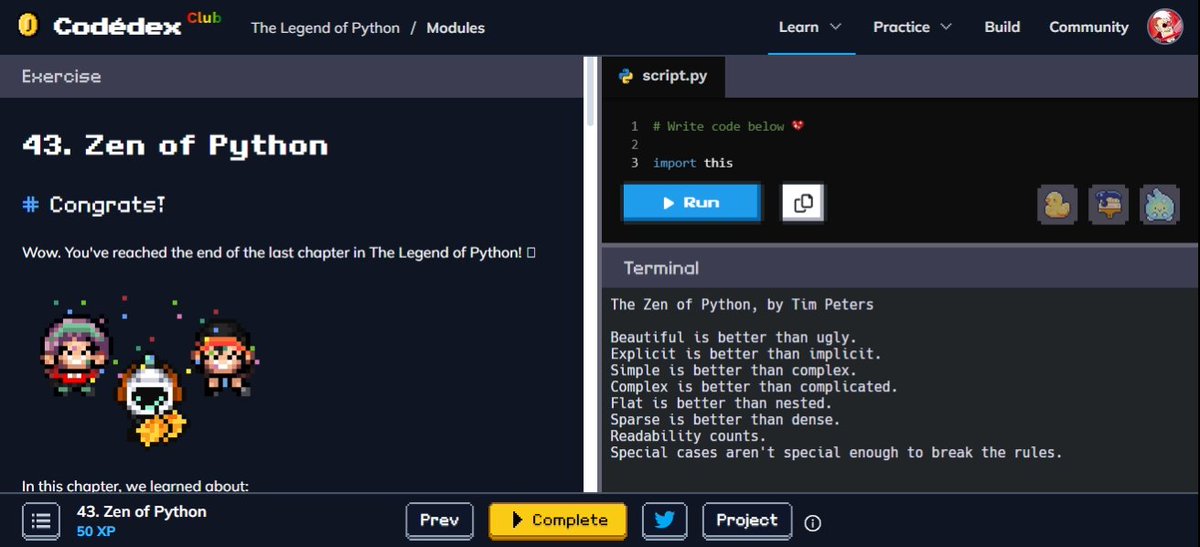 Art2D_Two's tweet image. Zen of Python 🐍 #CodedexZenOfPython @codedex_io #30NitesOfCode