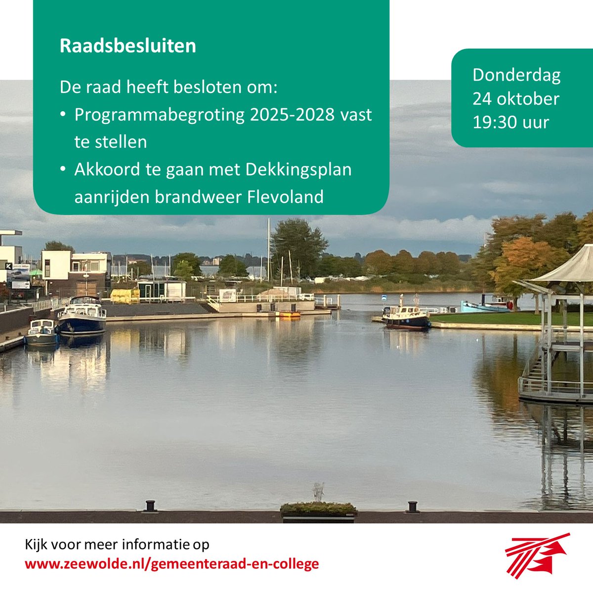 De raad heeft vanavond meerdere besluiten genomen. Je kunt alle besluiten bekijken via bit.ly/raadsvergaderi…. 

#gemeenteraadzeewolde <a href="/zeewolde/">Zeewolde</a> #raadswerk