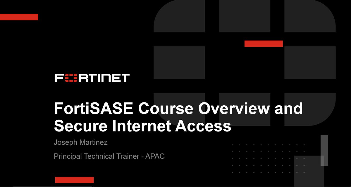 Exigeken's tweet image. 🎥 Watch Now: FortiSASE Course Overview 🎥

👉 Watch the video here: #FortiSASE Course Overview - ftnt.net/6016qNOPm

#FortiSASE #SecureInternetAccess #CyberSecurity #Fortinet
