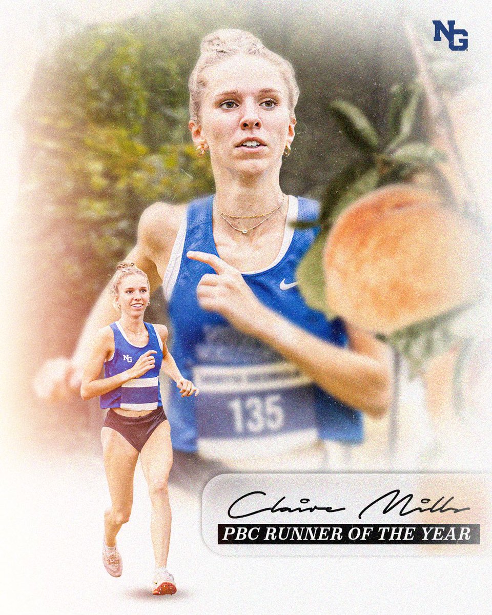 Claire Mills is your 2024 Peach Belt Conference Runner of the Year!!! 

She becomes the first runner in school history to earn back-to-back Runner of the Year awards. 

LET’S HEAR IT FOR CLAIRE 🗣️🗣️

ungathletics.com/news/2024/10/2…