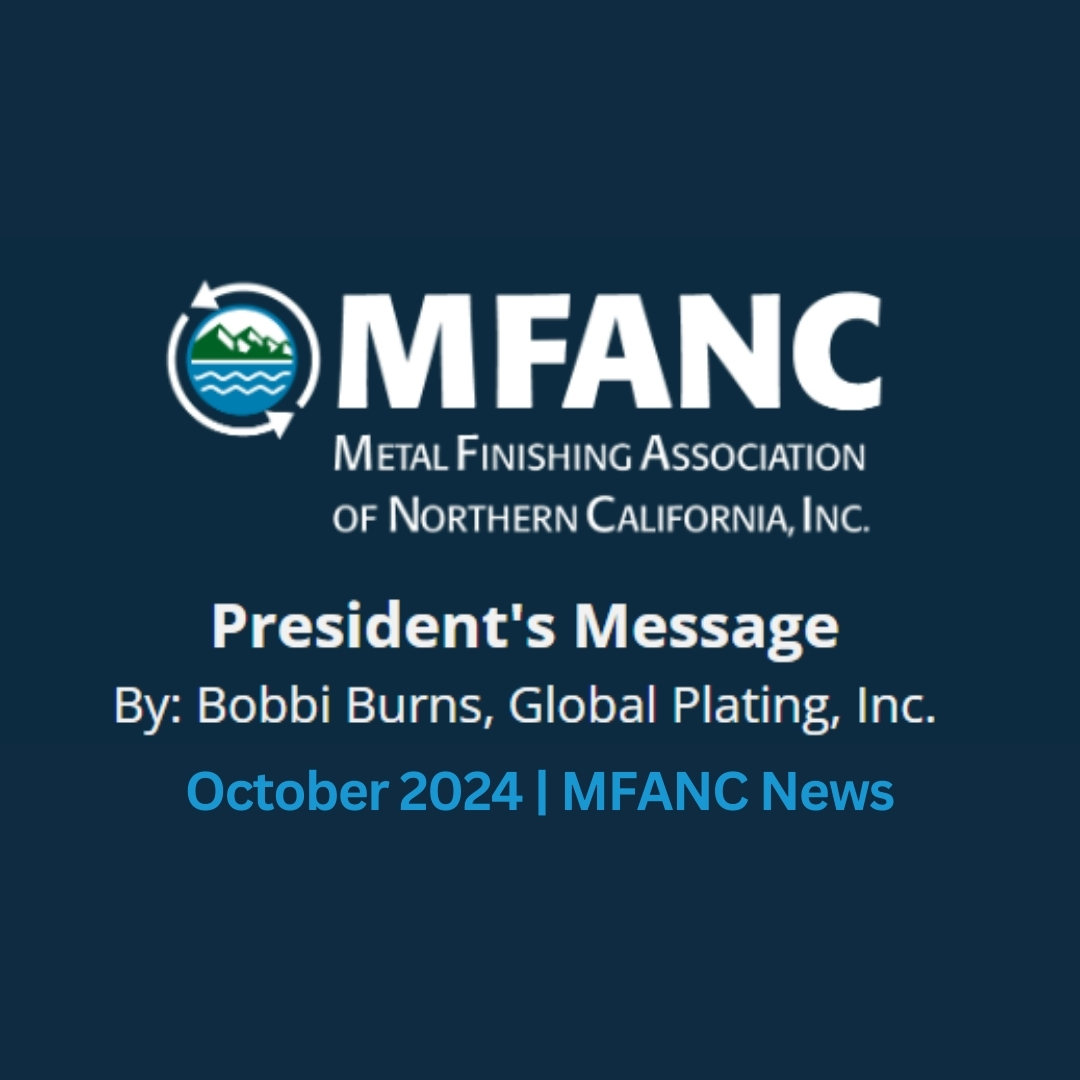 MFASC_MFANC's tweet image. MFACA members please read the follow-up on the 42nd Annual MFANC Metal Finishing Conference, the MFACA Legislative update in November, other upcoming happenings, and updates from MFANC President Bobbi Burns's Message.

➡️ tinyurl.com/MFANCPres-Oct24

#MFACA #MFANC #news #update