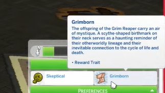 whimsyalien's tweet photo. There IS a trait for Grim's children! And the next gens get a trait that says they are descendants from Grim too! https://t.co/VDax5sW7Vf