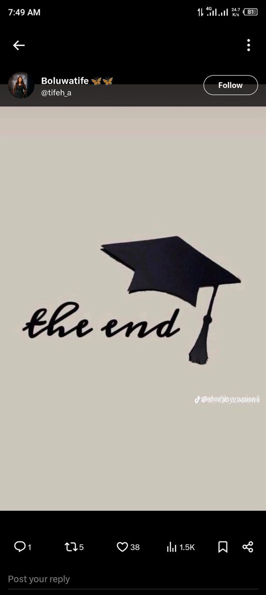 ade_anj05's tweet photo. I survived!!
Final result seen✅
Goodbye to the department of Computer Engineering, FUTA.
We part to meet no more.👋
#graduate https://t.co/MyMc5RM0mO