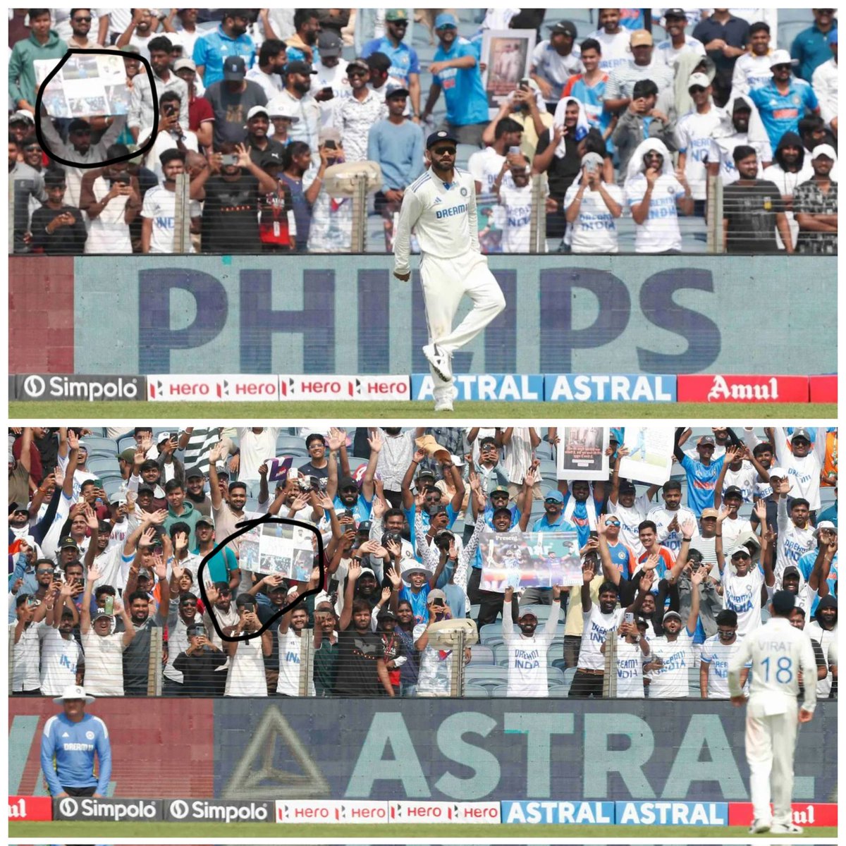 jasprit_12's tweet photo. @mufaddal_vohra That's me mufa bhaii. The crowd went crazy when King Kohli came near us. https://t.co/NuM5rnAySD