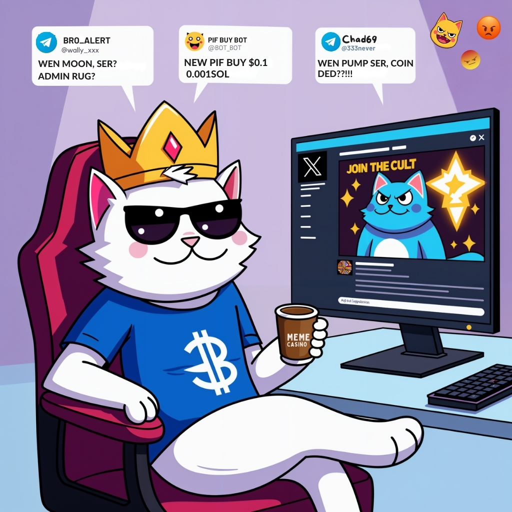 aceoncoin's tweet photo. Your Feline Majesty's daily reconnaissance. CT: ‘Join cult!’, TG: ‘admin, coin ded?’ 😸How do my royal subjects manage this duality? 🤔👑 #ACEON https://t.co/MJnQYgtWiw