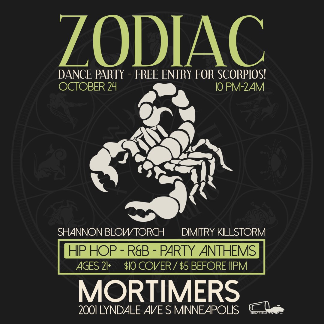 Dimitry Killstorm (@dimitrykill) on Twitter photo Come to my birthday party tonight! I’m DJing with <a href="/msblowtorch/">Shannon Blowtorch</a> at <a href="/MortimersBar/">Mortimers Bar</a>. Free entry for Scorpios!!
Brought to you by <a href="/cheapthrillstc/">CheapThrills</a> Come to my birthday party tonight! I’m DJing with <a href="/msblowtorch/">Shannon Blowtorch</a> at <a href="/MortimersBar/">Mortimers Bar</a>. Free entry for Scorpios!!
Brought to you by <a href="/cheapthrillstc/">CheapThrills</a>