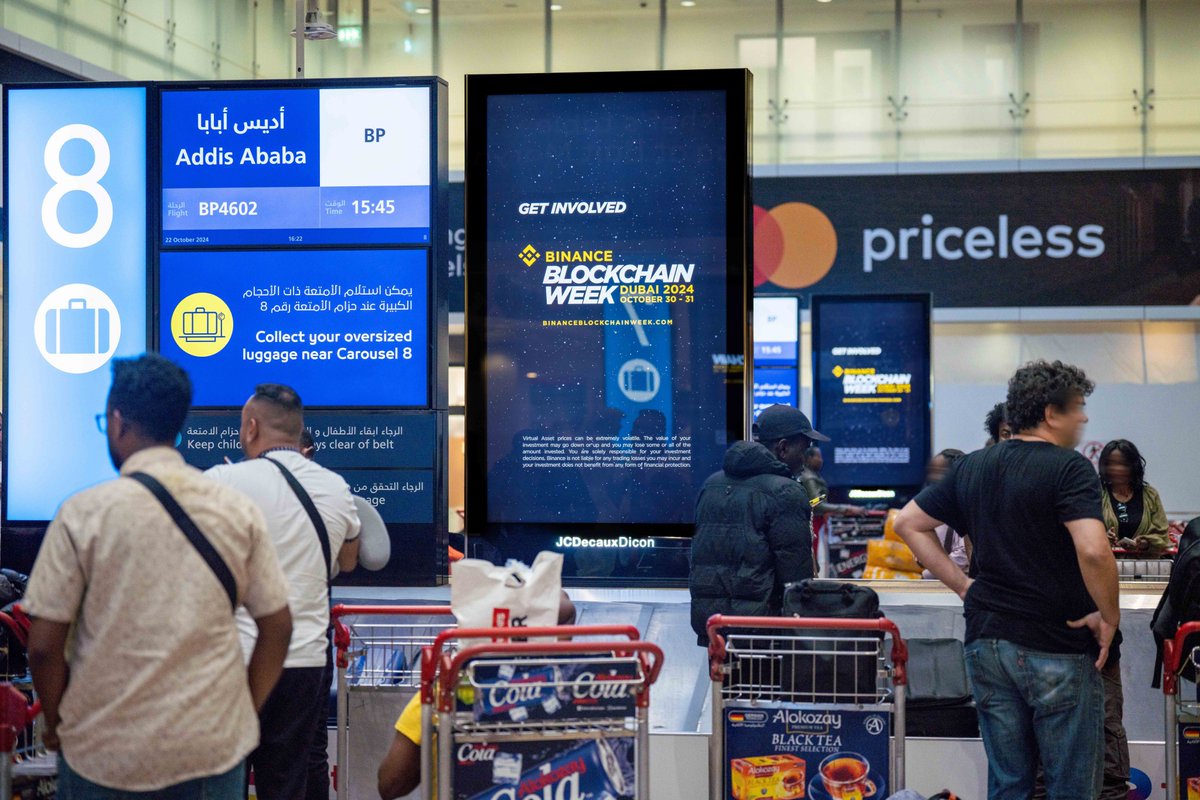 BinanceArabic's tweet image. رحلتك إلى أسبوع بينانس للبلوكشين تبدأ من مطار دبي الدولي! ✈️

ابحث عن إعلاناتنا وانطلق معنا إلى عالم الابتكار والبلوكشين!  🚀

اشتر تذكرتك الآن 👈ow.ly/49MK50TqB1J
#BinanceBlockchainWeek