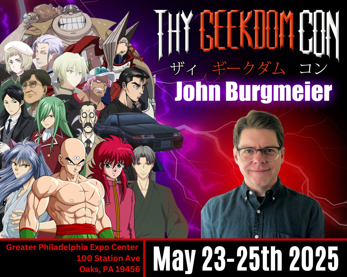ThyGeekdomCon's tweet photo. Please welcome and wish a Happy Birthday to our next Geek of honor, John Burgmeier!

@johnburgmeier is widely recognized for his portrayals of Kurama in Yu Yu Hakusho, Tien in the Dragon Ball series, Edgeshot in My Hero Academia, Freed Justine in Fairy Tail, and many more! https://t.co/iTOd9vbOdO