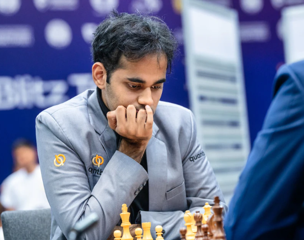 DeccanChronicle's tweet photo. Warangal's Arjun Erigaisi made chess history by crossing 2800 Elo points (Skill points) at the European Chess Club Cup, becoming the second Indian after Viswanathan Anand to do so.

The 21-year-old achieved this after beating Dmitry Andreikin in Round 5, moving to world No. 3 with 2802.1 points. 

He is the 16th player ever to cross 2800 and the third youngest
#ArjunErigaisi #ViswanathanAnand
#Chess #Telangana #Warangal