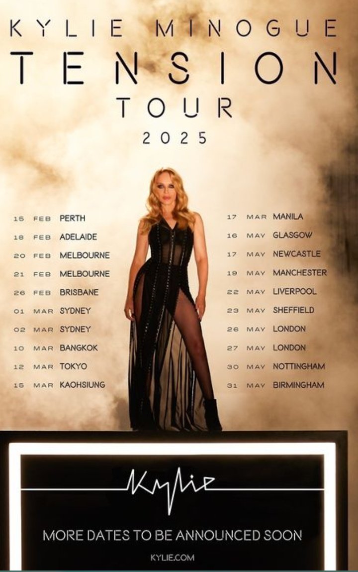Info3Gdl's tweet photo. #Entretenimiento 
#TomaNota 
#KylieMinogue @kylieminogue anuncia concierto en #GDL como parte de su tour TENSIÓN, será el próximo 24 de agosto del 2025 que el icono pop visite tierras tapatias en el Auditorio Telmex @AuditorioTelmex https://t.co/MXIiLWE3Cg
