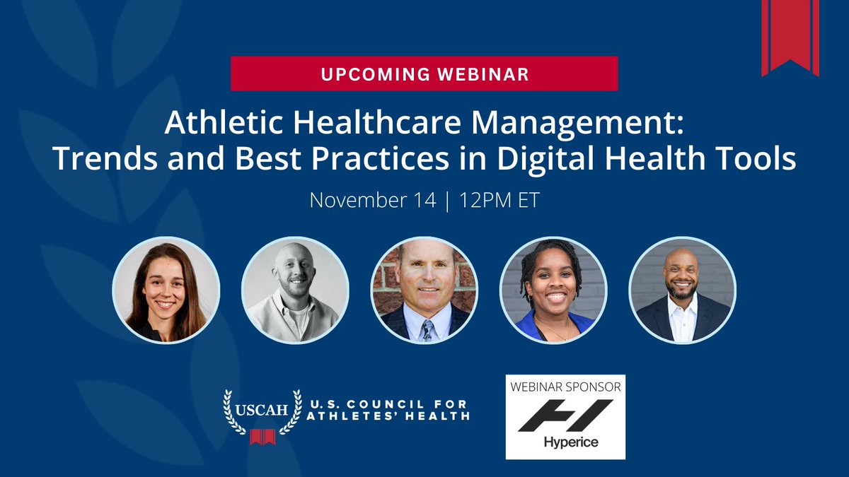 🚨 Join us next month for a webinar sponsored by <a href="/Hyperice/">Hyperice</a>, where we’ll explore trends and best practices in digital health tools.

➡️ Free to join
➡️ CEU available

uscah.info/4feUqUw

#ForAthletesHealth