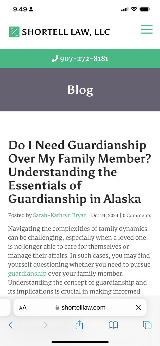 Shortell Law LLC frequently receives calls from prospective clients who are unsure whether power of attorney, guardianship, or another arrangement is appropriate to their needs. Read our blog to learn more. #alaska 
shortelllaw.com/do-i-need-guar…