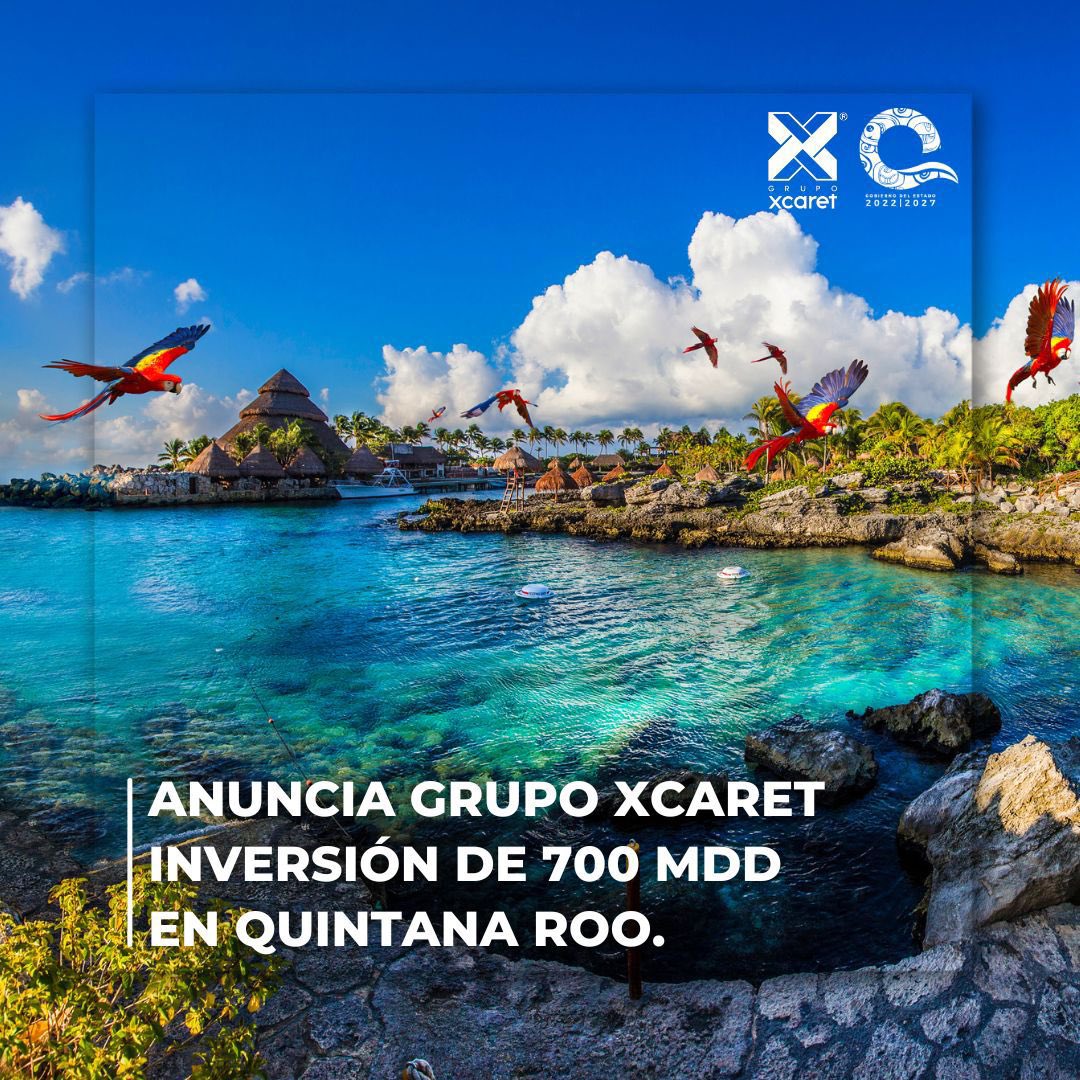 🌊✨ Grupo Xcaret invertirá 700 millones de dólares, para la ampliación del Hotel Xcaret México, generando 1,600 empleos directos en su primera etapa.

Está inversión refleja la gran fortaleza de #QuintanaRoo para invertir, tan solo en un mes se han anunciado 1,700 millones de
