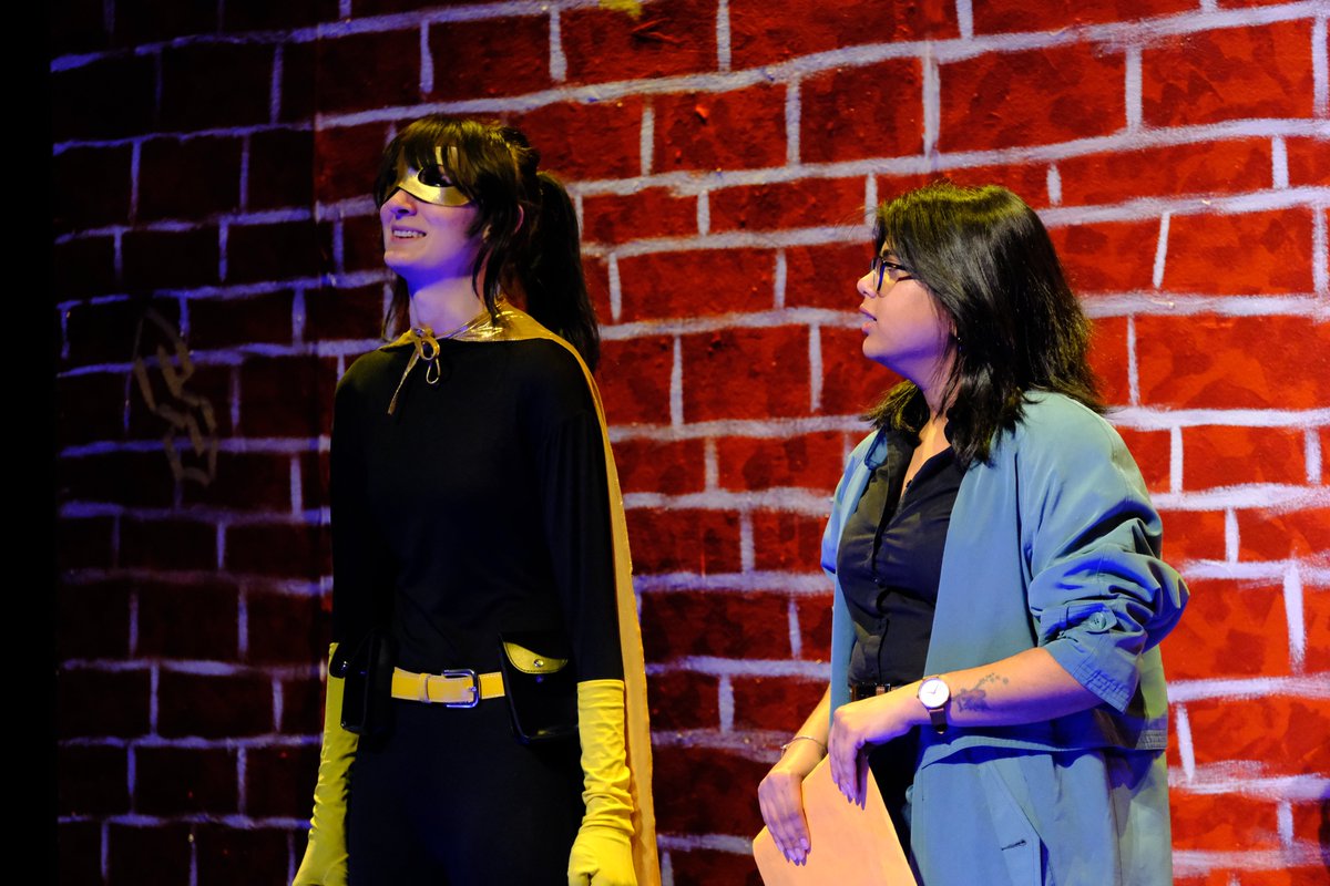 TheatreUNB's tweet photo. We're back on the case tonight after a terrific opening. Don't miss your chance to see Brett Neveu's "Detective Partner Hero Villain" onstage at Mem Hall tonight!

October 24-26, 2024 7:30PM
Mem Hall, UNB 
$15 General/ $12 Senior/Underemployed/ $10 Student
📸: @oliverflecknell https://t.co/zC0DzAmTed