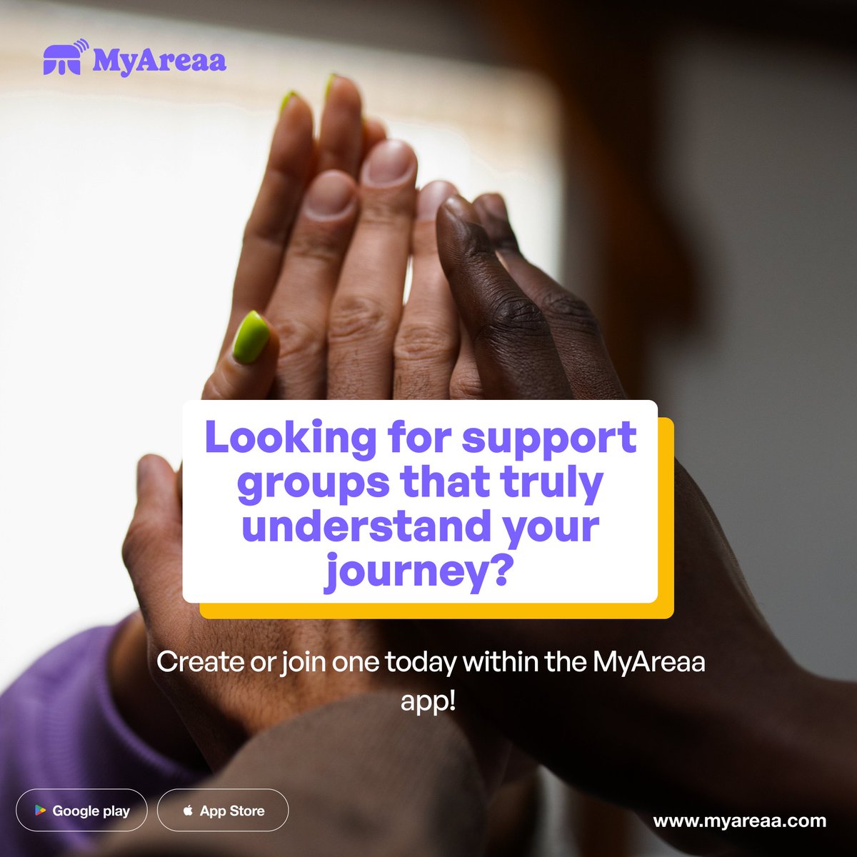 MyAreaa_inc's tweet photo. Need a community that understands and supports your journey? Build or connect with support groups on the MyAreaa app and find the encouragement you need to thrive!
#MyAreaa #SupportGroups #communitysupport #communitybuilding #communitycentric #communityservice #communitybonding https://t.co/QsIQbaSs9i