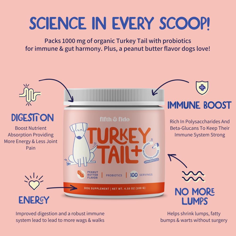 amzn.to/3XSy7gq Fifth &amp; Fido #turkeytailmushroom for #dogs supplement for digestion, immune system, energy, &amp; fatty lumps.  #doghealth #dogsupplements #holisticdoghealth #amazon #paidlink