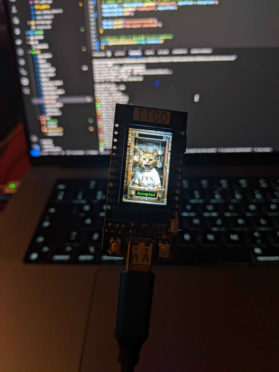 EWNsolana's tweet photo. The @lilygo9 t-display running the Erwin box opener! Come join the fun. https://t.co/7fWhov6Twl https://t.co/s0g5AhCeCi