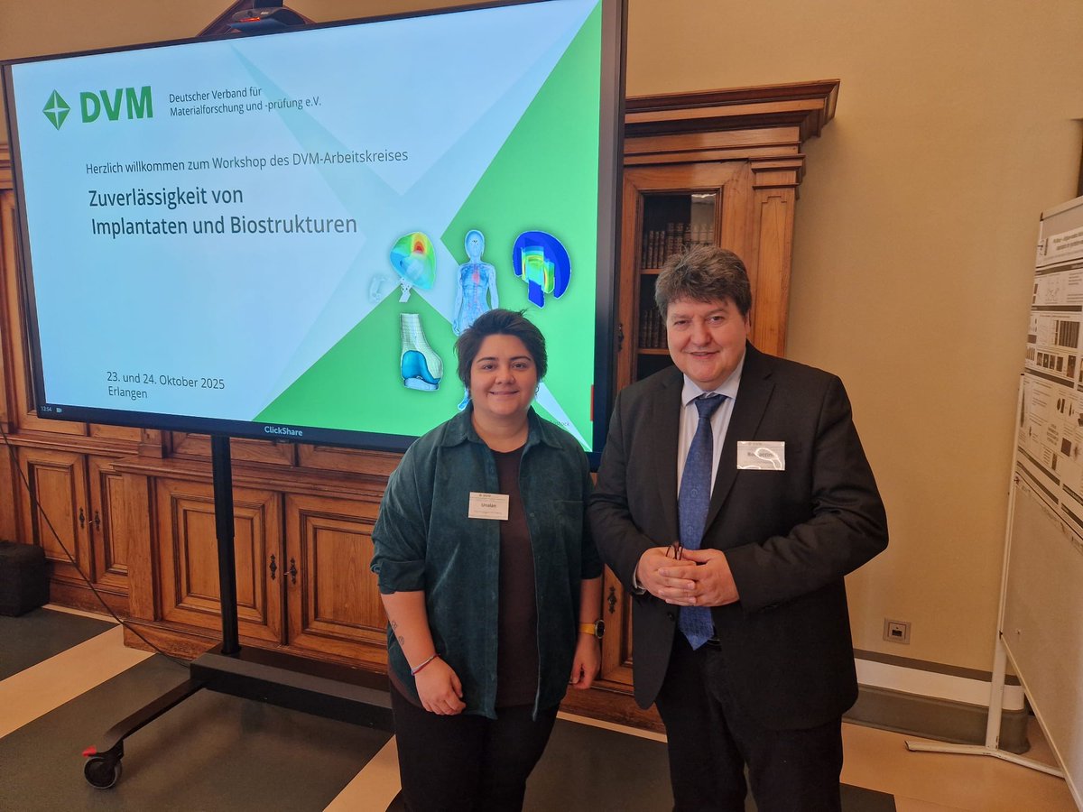 The #DVM Workshop "Reliability of Implants and Biostructures" in #Erlangen finished today with great talks and posters👏Dr Irem Unalan <a href="/irem_unalan/">Irem Unalan</a> presented results of our project in <a href="/dfg_public/">DFG public | @dfg_public@wisskomm.social</a> Research Unit "BioAntiFatigue" <a href="/Boccaccini_Lab/">Biomaterials_Erlangen</a> 👏Many thanks to all participants!