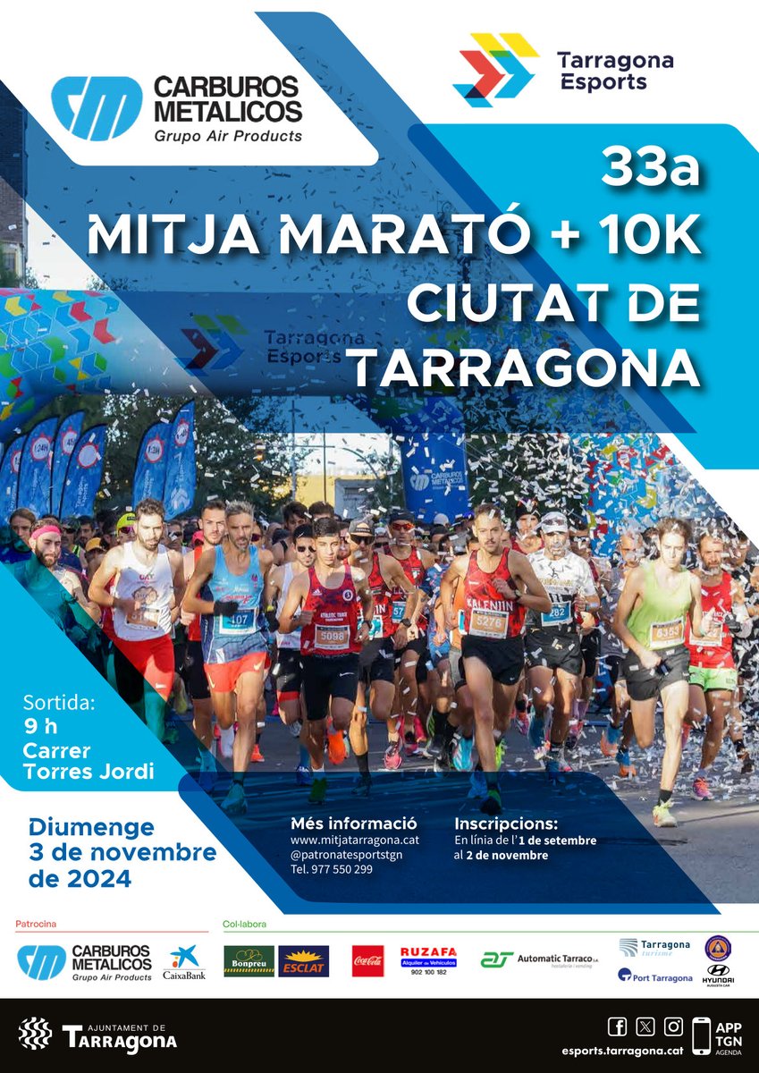 LLiGaCoRReCaT's tweet image. La #jornada28 de la LLiGa dels @corredors arriba de la mà de #TGN com a epicentre de la #MitjaCiutatdeTarragona 

🥕🏃🏻‍♀️🏃🏽🏃🏼‍♀️🏃🏼‍♀️🏃🏽🏃🏻‍♀️🏃🏽🏃🏼‍♀️🏃🏽🥕

Més informació en ⬇️⬇️⬇️
corredors.cat/forum/lliga-co…