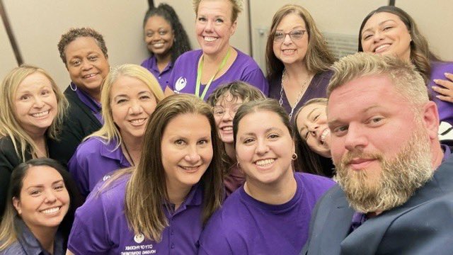 PHXHousing's tweet photo. Today, @PHXHousing is wearing #purple💜 and having a blast taking pictures, but we never lose sight of the serious cause behind it: standing together to end domestic violence.

Let’s work towards a world free from #DV.

#wearpurpleday @PHXInitiatives #PHX https://t.co/WY9eE9Pgub