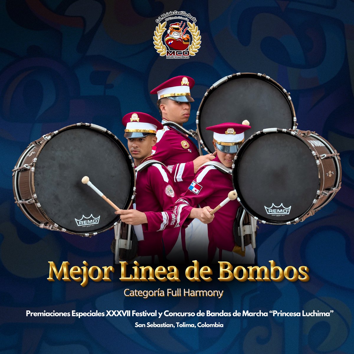 MEJOR GRUPO DE BOMBOS 🐯🏆🎵🇵🇦
-
Premiaciones Especiales del XXXVII Festival y Concurso de Bandas de Marcha “Princesa Luchima” | Modalidad Full Harmony 🇨🇴 

#SomosPANAMÁ