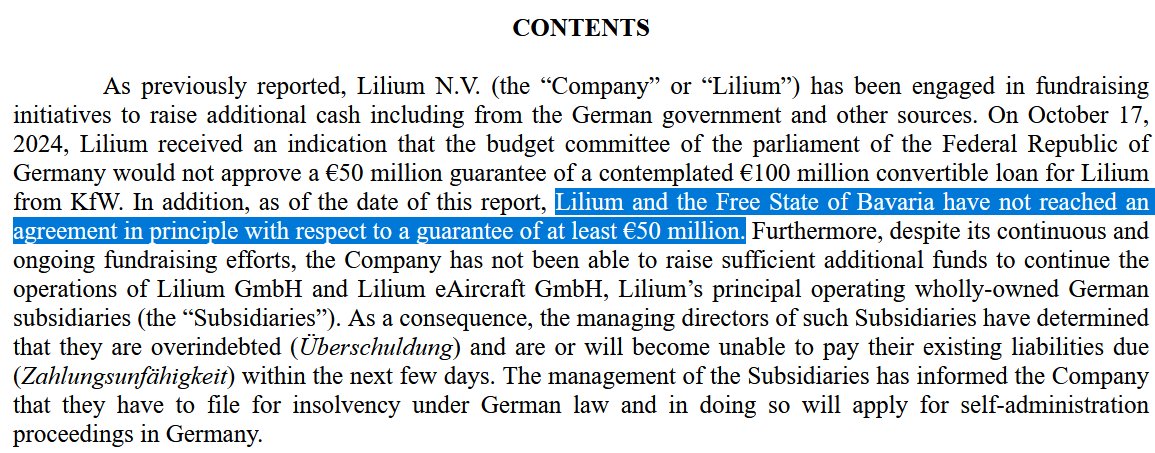 <a href="/Markus_Soeder/">Markus Söder</a> Seltsam, ich lese in der Mitteilung von #Lilium an die SEC etwas anderes, nämlich, dass Bayern die wohl geplanten 50 Millionen Euro auch alleine nicht stellen wollte und es darüber Verhandlungen geben habe:
investors.lilium.com/node/10441/html