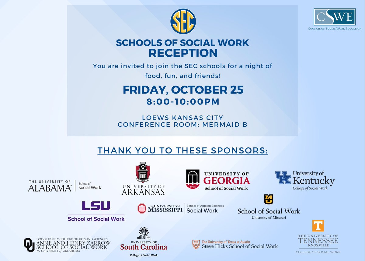 utkcsw's tweet image. We’re excited to be at CSWE’s Annual Program Meeting in Kansas City! Hope to see everyone at the SEC Reception Friday Night 🎉🍊@CSocialWorkEd #CSWE2024 #utkcsw