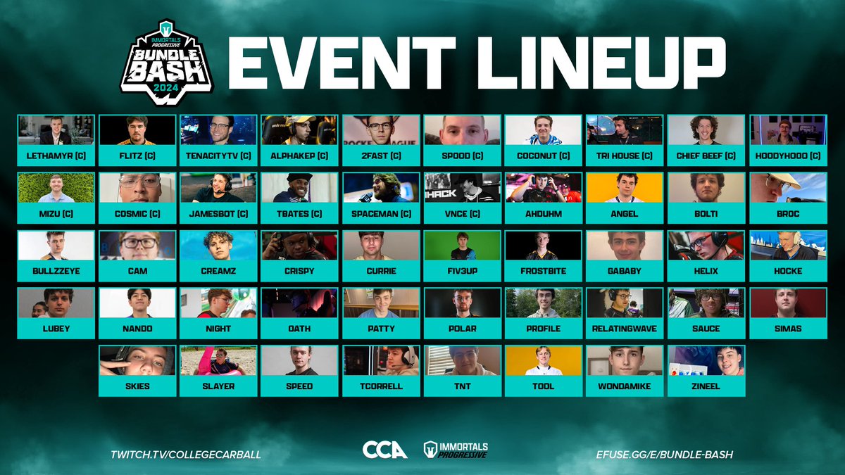 A scary level of talent is up for grabs in the collegiate pool of draftable players in the #BundleBash, from IMT @Progressive 

Catch the draft tonight at 7pm ET 👀

*(C) = captain