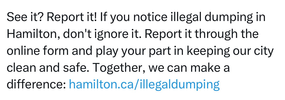 NorthlyHamilton's tweet photo. City of Hamilton tells people to stop illegal dumping and to report it if you see anyone else illegally dumping garbage 👀🇨🇦🗑️ https://t.co/ULZBMBgLHJ
