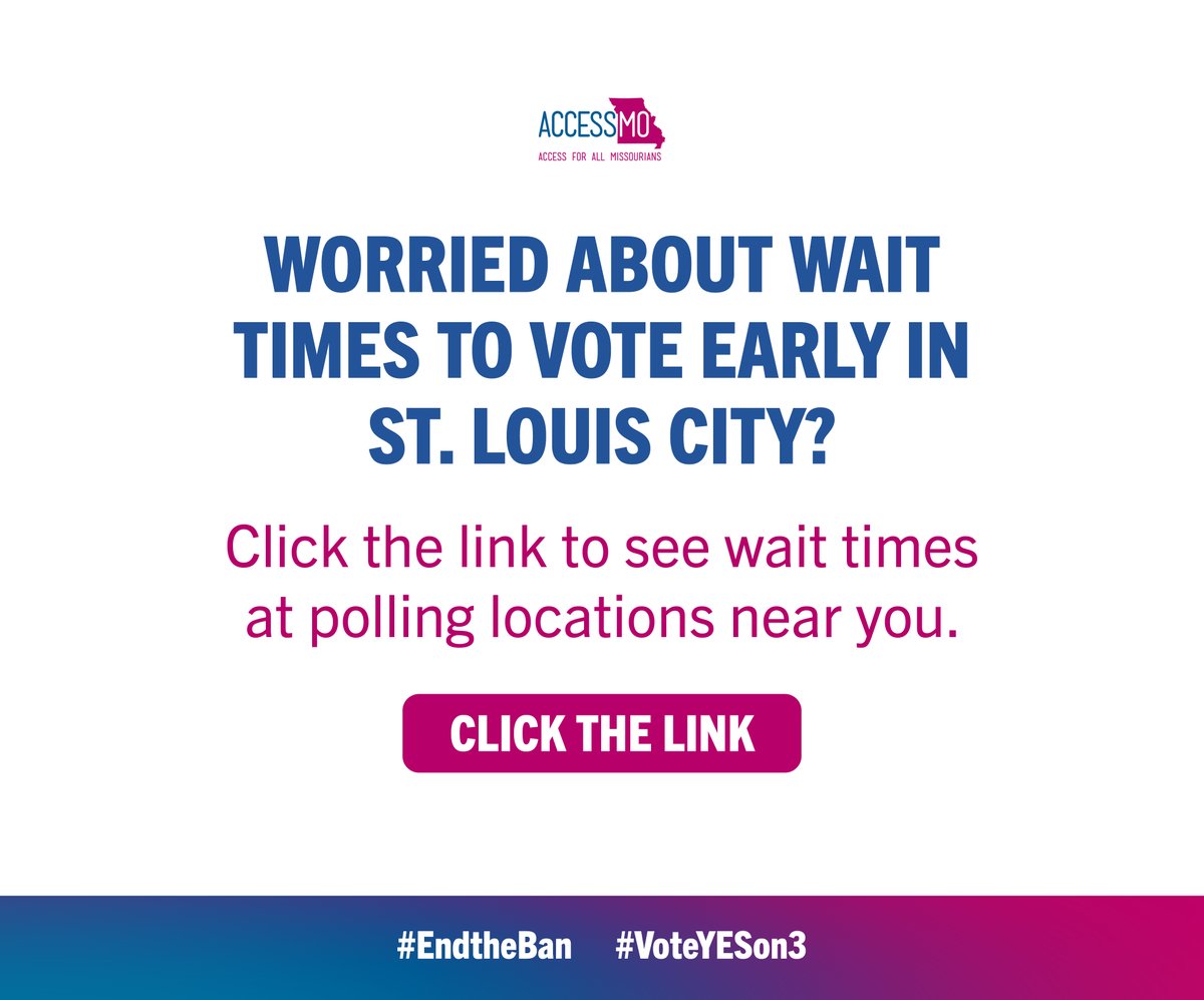 accessmotoday's tweet photo. Find wait times at polling locations in St. Louis City here: https://t.co/Lzv4EOVRpM

Find info about early voting in St. Louis City here: https://t.co/9D6ZpJcFQx https://t.co/Vy8ZHtVnZv