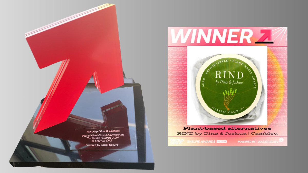 RIND_CHEESE's tweet photo. 🌟 Proud to receive this Shelfie Award for Best Plant-Based Alternatives! 🏆 Big thanks to @startupcpg for the honor. We’re grateful for the continued support from our amazing customers and community! 🌱💫

#rind #startupcpg #shelfies2024 #plantbasedcheese  #madeinbrooklyn https://t.co/TyYtosvZM3