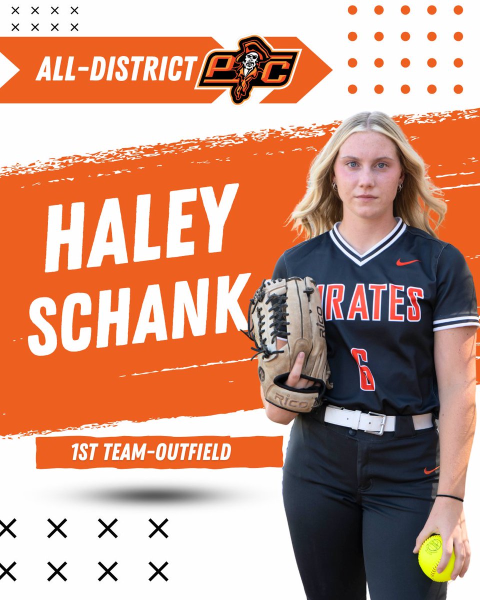 Congratulations to the PCHS Softball 2024 All-District Selections!  #pcr3proud #piratestrong

1st Team: Haley Schank | Outfield