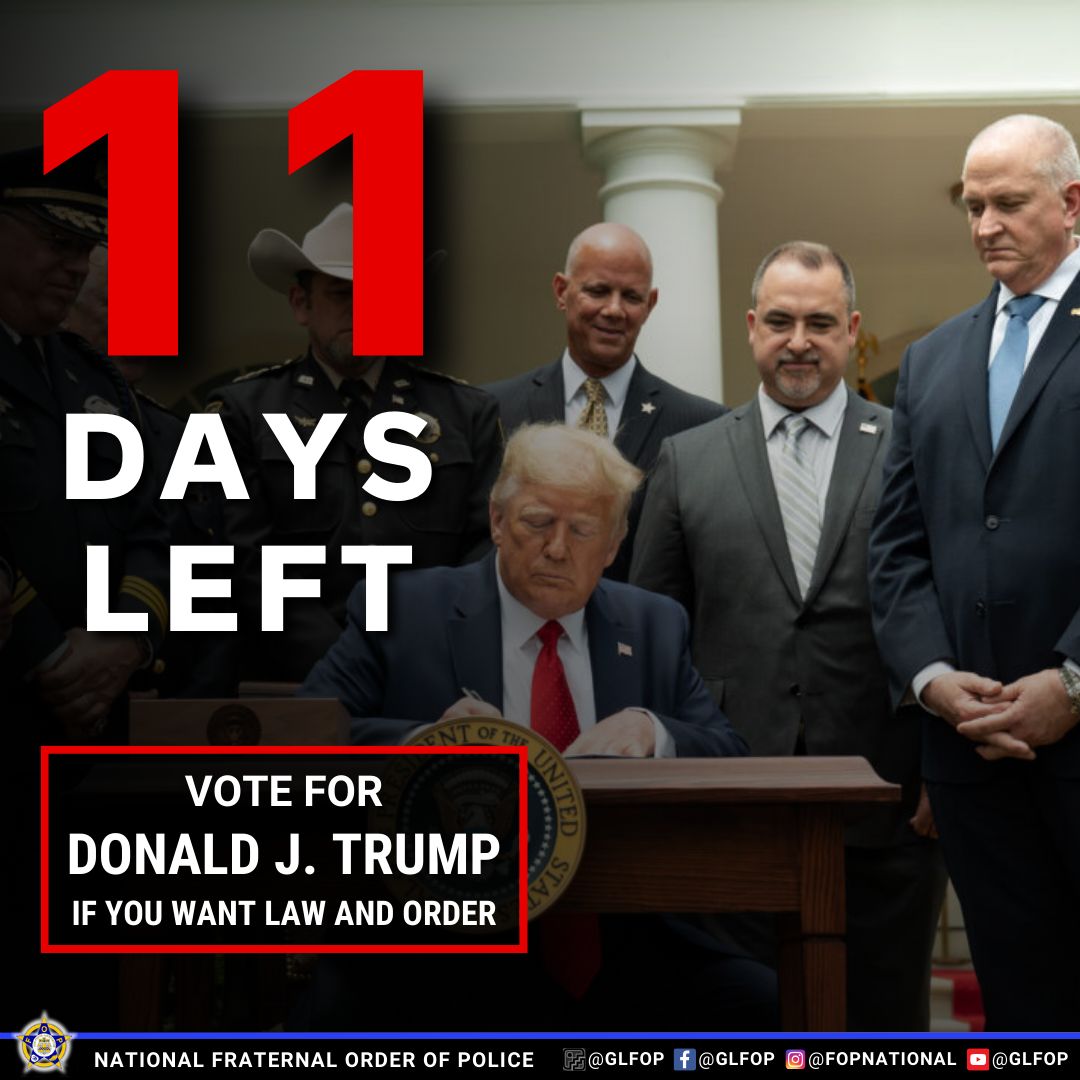 GLFOP's tweet photo. Trump has always prioritized public safety, ensuring that law enforcement has the necessary funding and backing to uphold law and order. Ensure this priority continues—cast your vote! #PublicSafetyFirst #VoteToProtect #BackTheBadge #FOPVotes https://t.co/NZ0SHv60dI