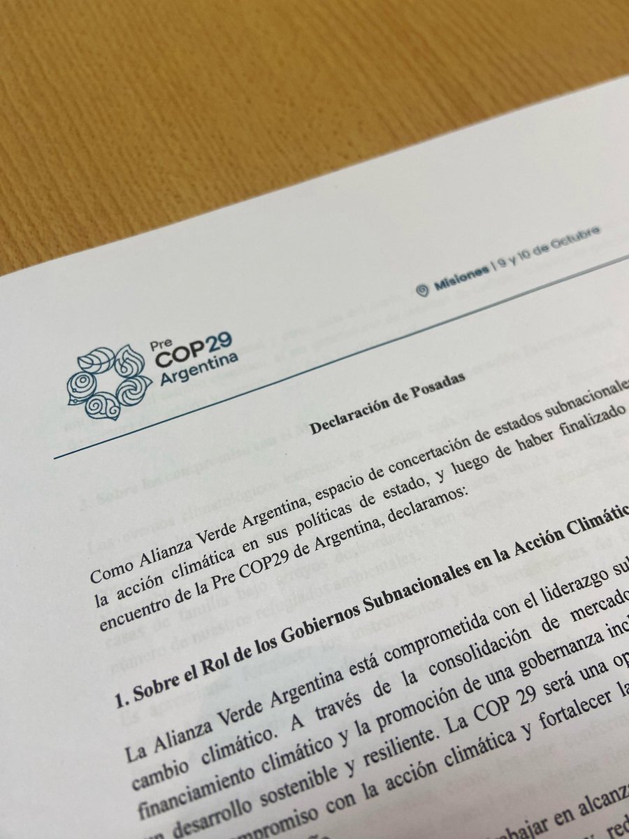 CCMisiones's tweet image. Declaración de Posadas✊🏼🌱📝

La @COP29_AZ, una oportunidad para demostrar el compromiso de los gobiernos subnacionales con la acción climática y fortalecer lazos globales.

Conocé la postura de la Alianza Verde Argentina⤵️
drive.google.com/drive/folders/…

#AcciónClimática #COP29 #PreCOP