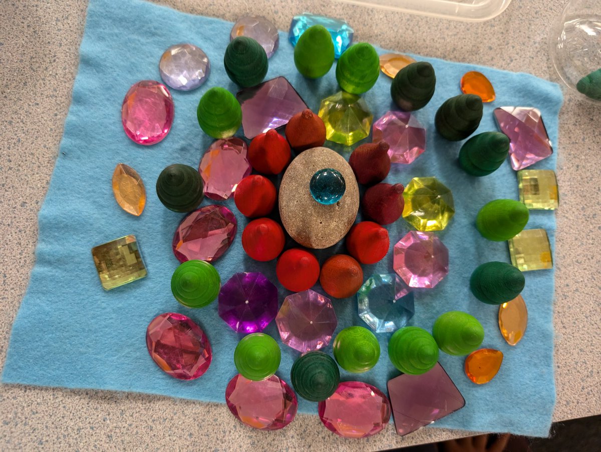 Rangoli inspired patterns with loose parts! #sd36bc #sd36tl