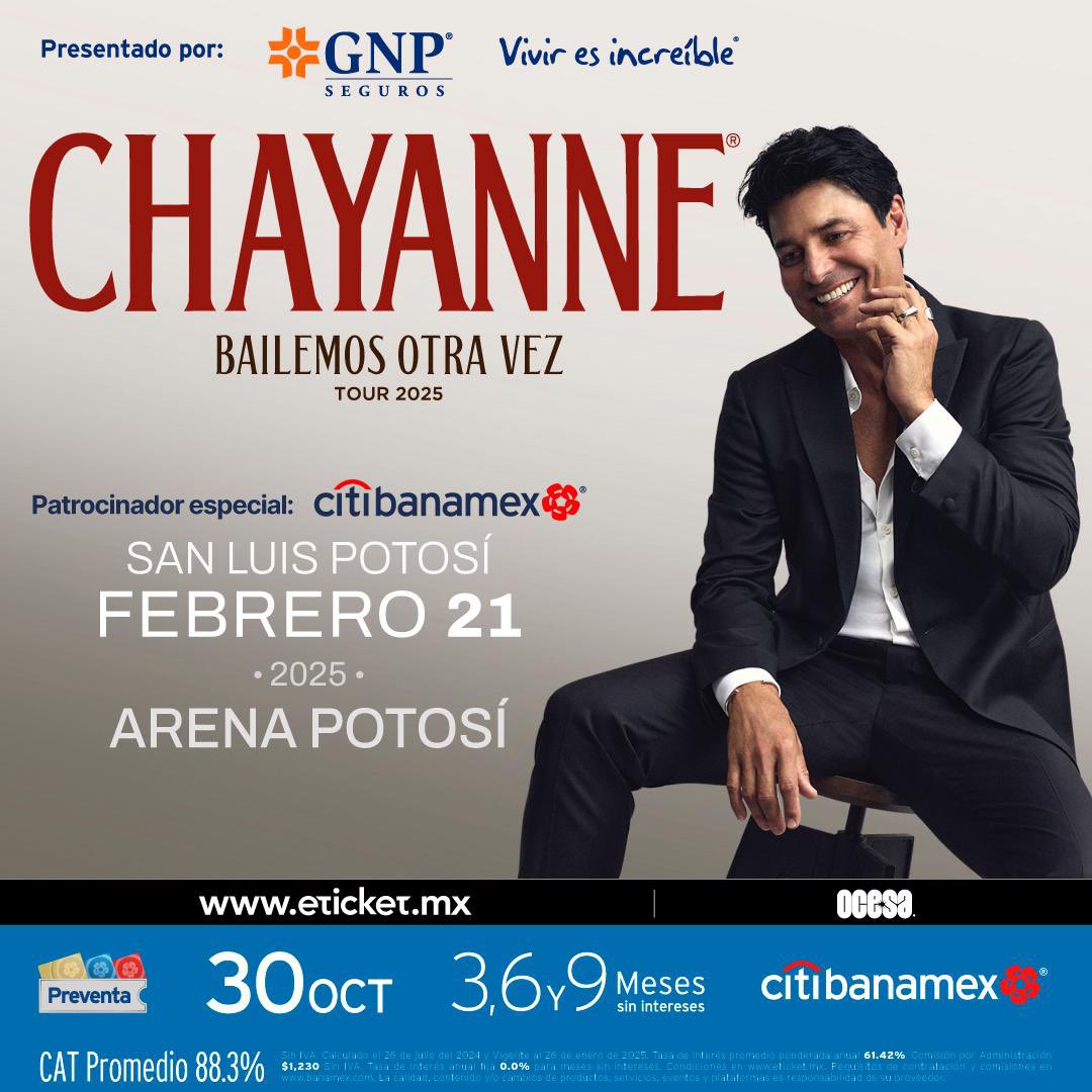 🏟️🕺 Te esperamos en la <a href="/arenapotosislp/">Arena Potosí SLP</a> para el tour Bailemos Otra Vez de <a href="/CHAYANNEMUSIC/">CHAYANNE</a>. 

✅🎤 El Gobernador <a href="/RGC_Mx/">Ricardo Gallardo Cardona 🇲🇽</a> acerca a las y los potosinos los mejores eventos, en el recinto de espectáculos más grande del Bajío. 

#SLP #ElPolloTeApoya #Chayanne