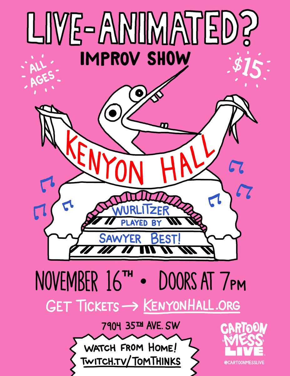 tomthinks's tweet photo. We are very EXCITED about this IRL @cartoonMessLive happening in SEATTLE on November 16th! Get your tickets here https://t.co/FGUWvFu2jZ before they SELL OUT! Don't miss out on our FIRST EVER ticketed show! https://t.co/wKYyzc2Aqm