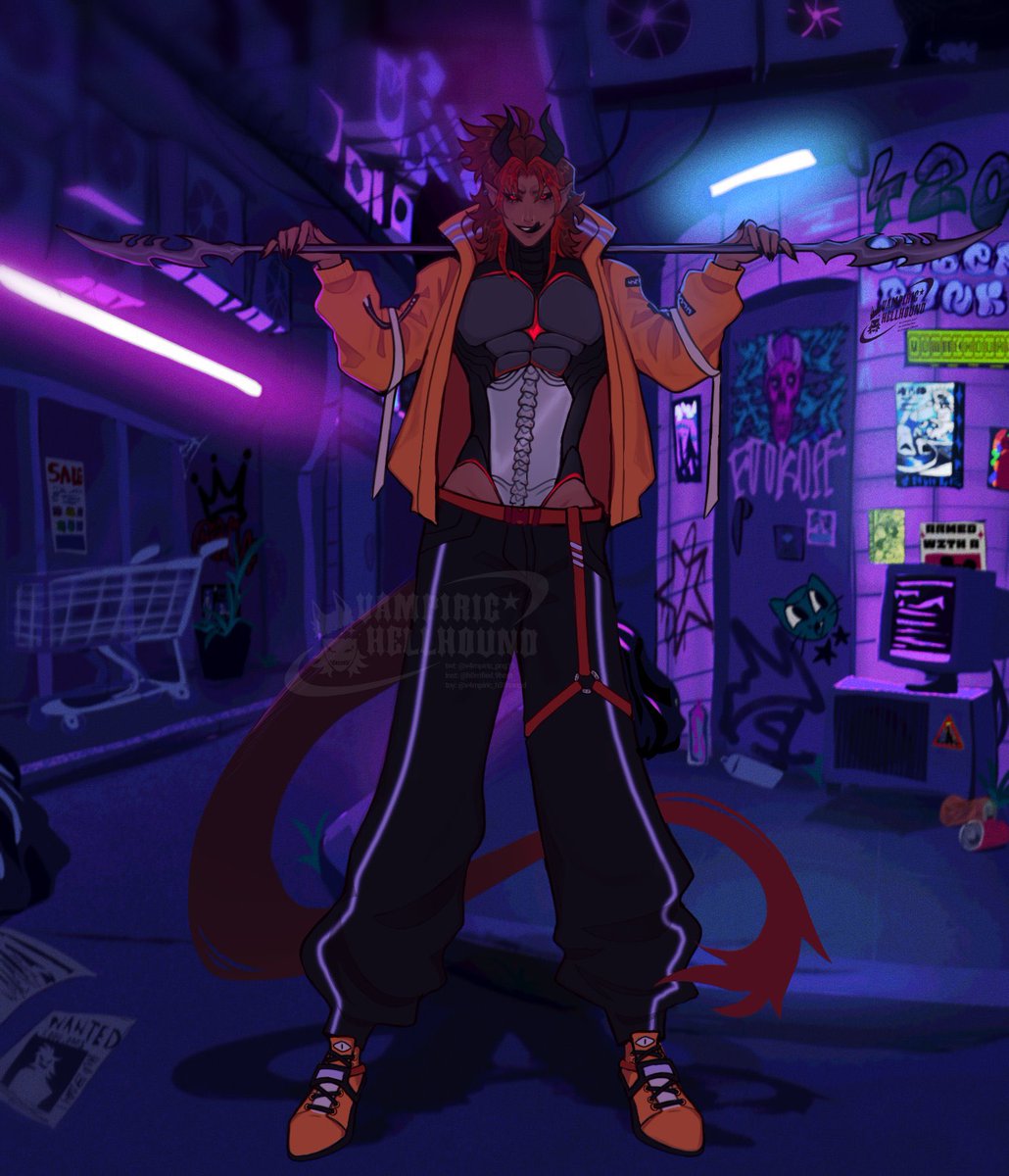 TheScarletVT's tweet image. "Somebody came down the wrong alley tonight.."
.
.
#ScArt #Vtuber 
🎨: @v4mpiric_png15