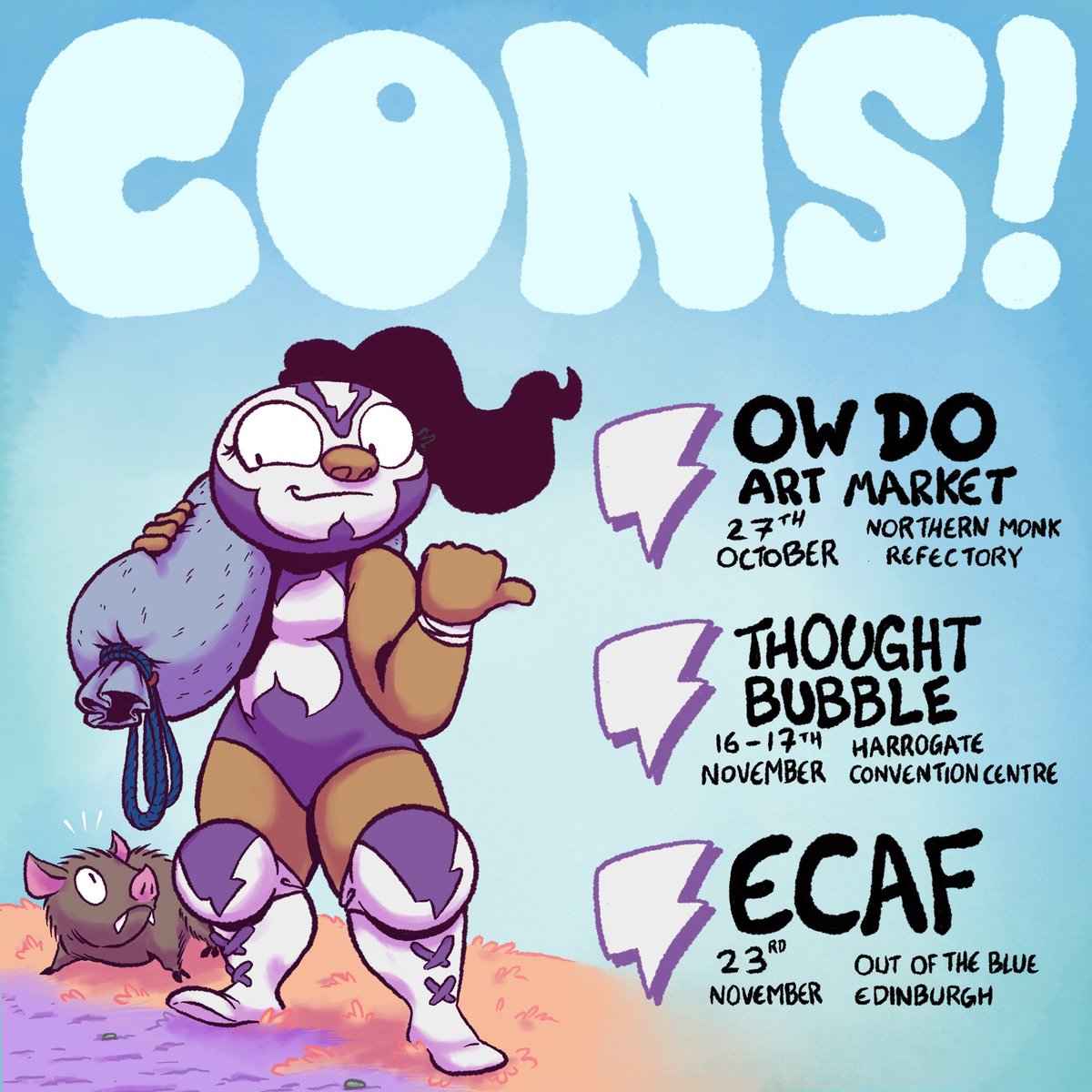 Kingfridayjoe's tweet image. At Ow Do art market this Sunday!
Come visit me at Northern Monk Refectory for all your funnybook needs!