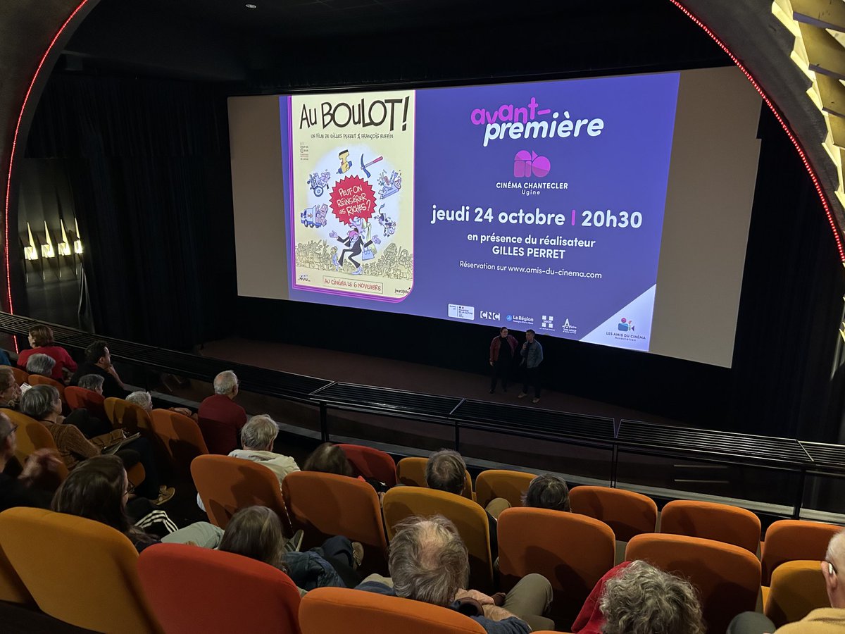Gilles_Perret's tweet photo. 222 spectateurs ce soir à #Ugine pour « Au Boulot! » en ma présence.
Et 230 spectateurs à Colombes avec @Francois_Ruffin Sortie Nationale le 6 novembre. https://t.co/osmgKdz5cM
