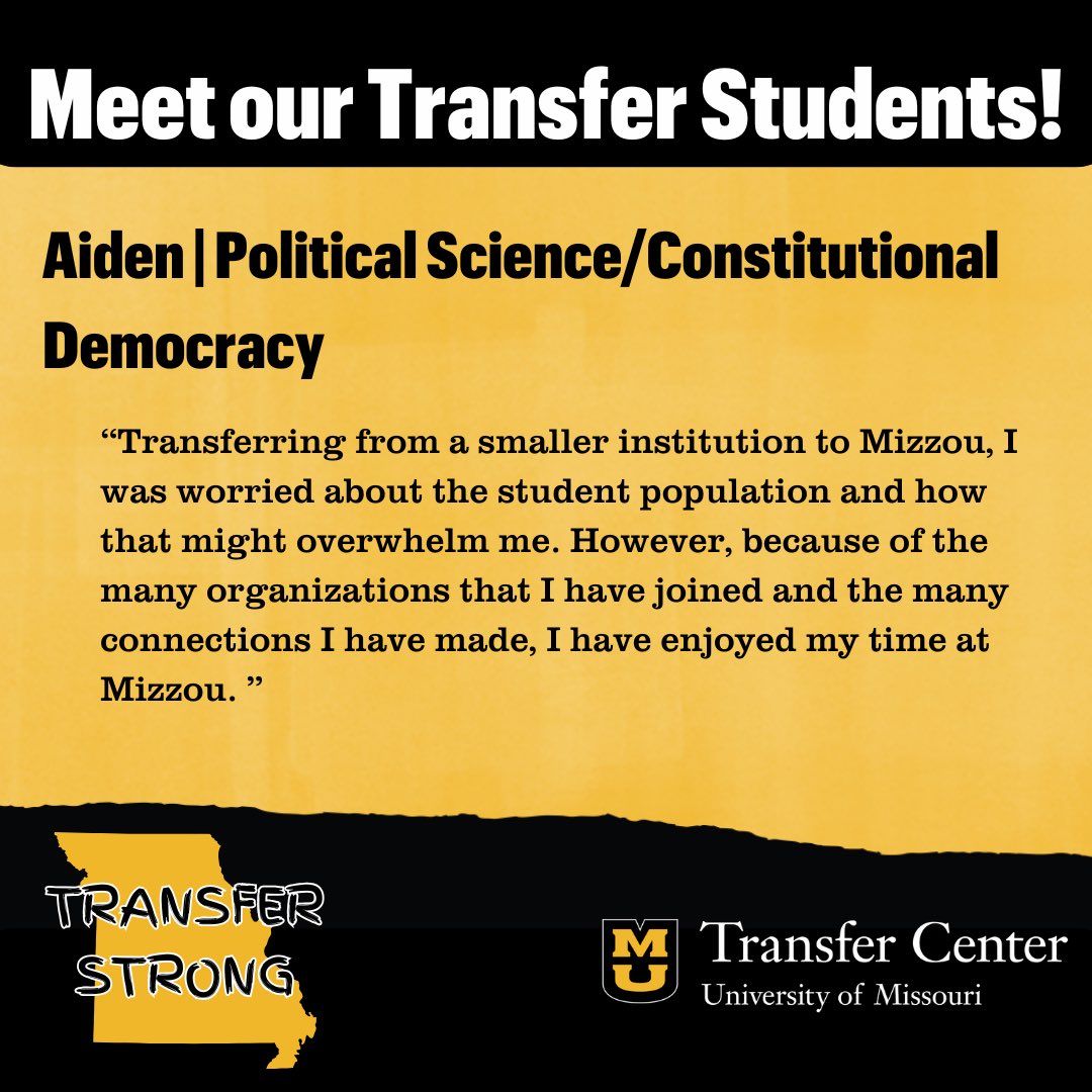 MUTransferCTR's tweet image. Get to know another one of Mizzou’s incredible transfer students for National Transfer Student Week! #transferstrong #mizzou