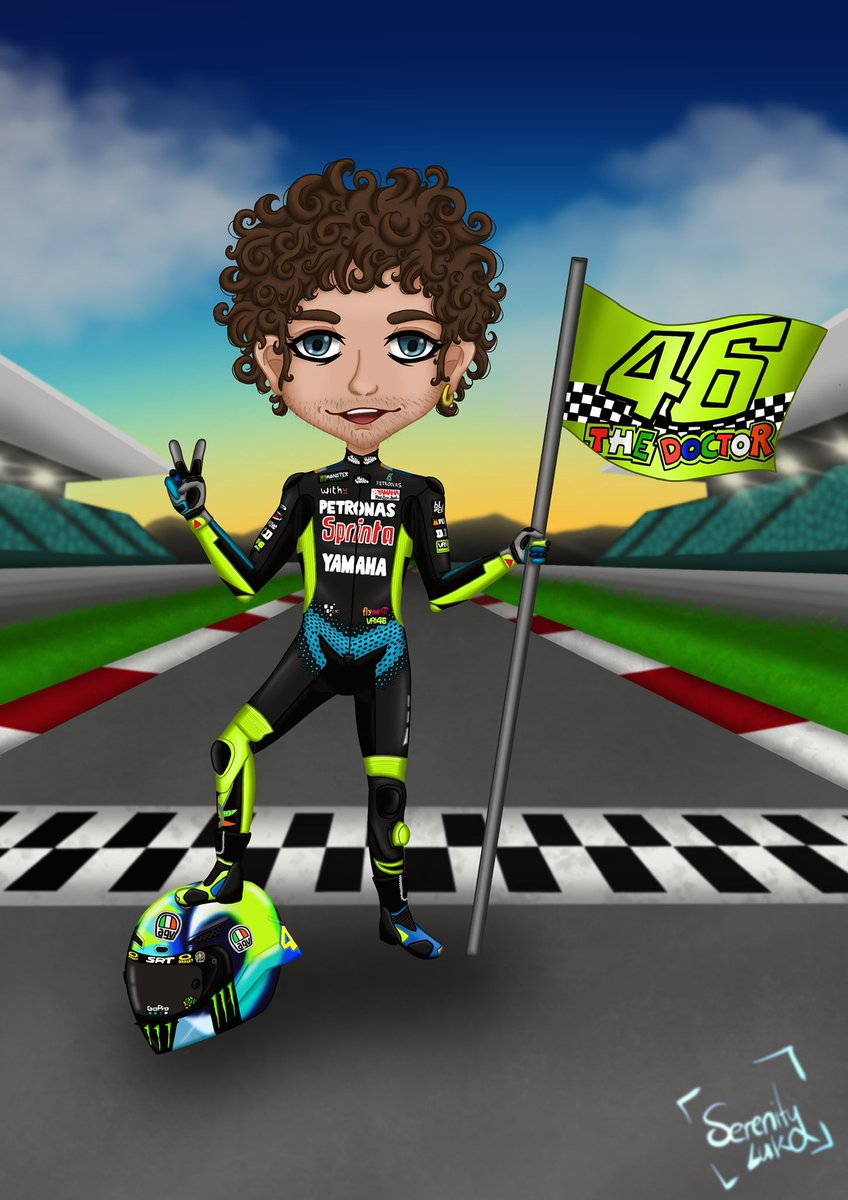 My Fanart of Racing pilot Valentino Rossi from 2022 ^-^ 

#fanart #artwork #artist #ownstyle #chibi #colorart #lineart #motorracing #racing #thedoctor46 #digital #digitalart #animestyle