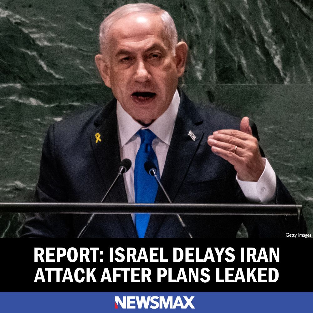 NEWSMAX's tweet photo. Israel was forced to delay plans for a retaliatory strike against Iran after details of the pending attack were leaked, it was reported Thursday. Read more: https://t.co/Z1aFLPCfGH https://t.co/x4YYE3Rqxg