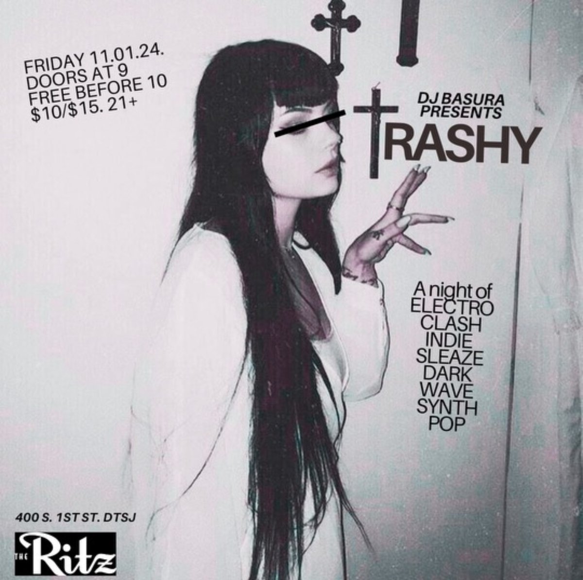 👄 TRASHY 👄 

Just announced! FREE before 10PM! Tickets on sale now!

Friday // 11.01.24 // 9PM // 21+⁠
🎫 l8r.it/bl71 🎫⁠
⁠
🏷️ #trashydanceparty <a href="/djbasura/">Depress Mode</a> #indiesleaze #electroclash #techno #bloghouse #darkwave #danceparty #dancenight #theritzsj