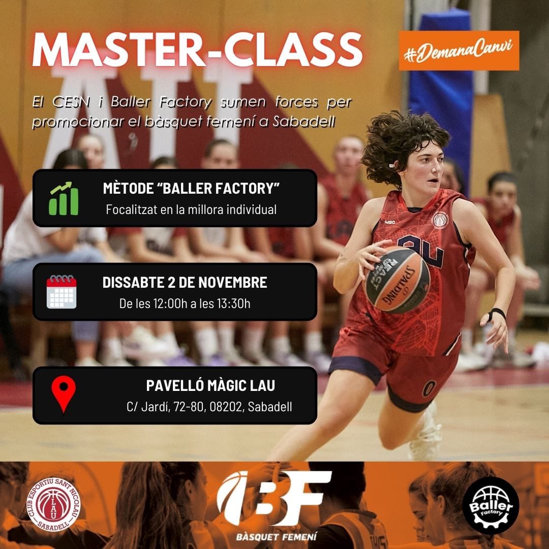 📍 Màgic LAU
🗓️ Dissabte 2/11
⏰ De 12h a 13:30h

💰 10€ a abonar el dia de l'activitat
🆓 Gratuïta per jugadores del CESN

👏🏻 Fomentem l'esport femení! 

✍🏻 Inscripcions a 👇🏻
🌐 docs.google.com/forms/d/1GQox8…

#LAUBasketball <a href="/SantNicolau/">SantNicolau</a> #Sabadell #Esport #EsportFemeni